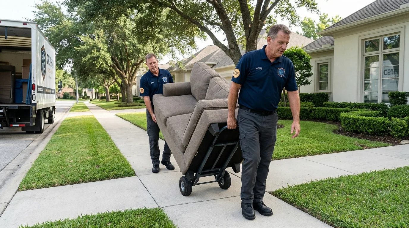 Local residential moving crew loading furniture in Campbellsport, WI