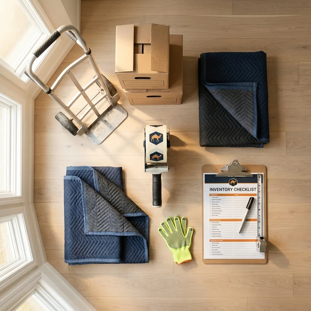Professional moving supplies and packing materials layout for Campbellsport residential relocations